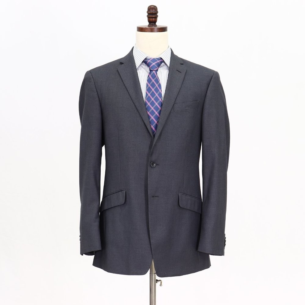 Kenneth Cole 42L Gray Solid 2-Button Sport Coat Blazer Jacket V039
